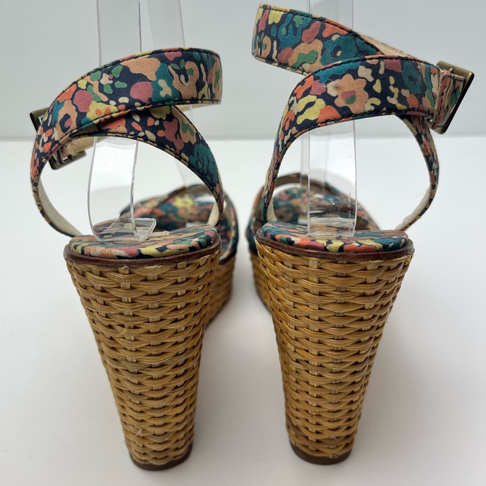 Marc Jacobs Vintage Floral Print Woven Platform Wedge Retro Sandals - Picture 6 of 11